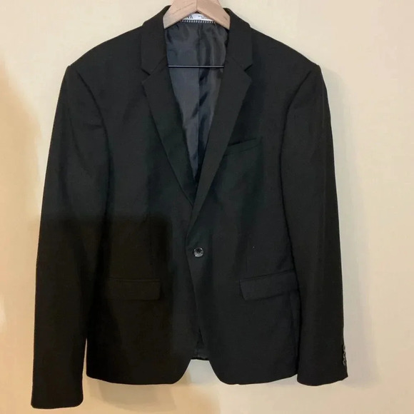 Zara Black Textured Single Button Sport Coat Blazer Jacket, 42 - Picture 2 of 12